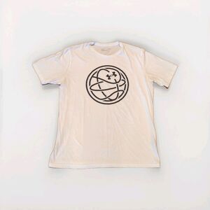 Under Armour T Shirt Mens Large White Black Hoops Icon Basketball Loose Graphic